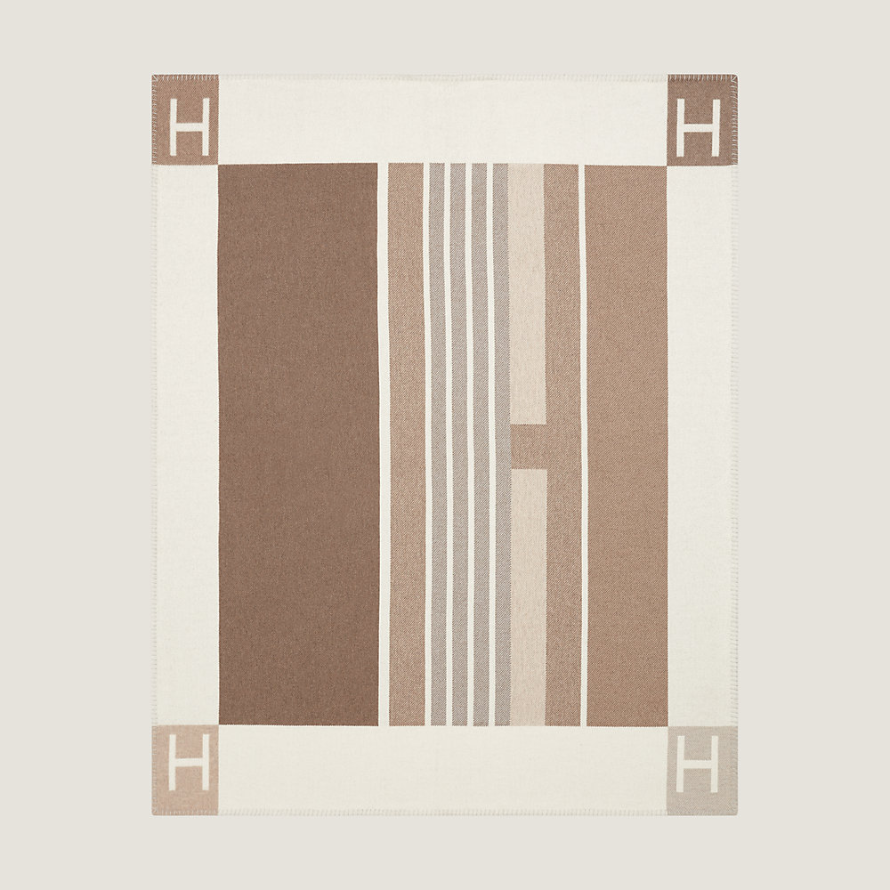 Plaid Hermès - Jeté De Canapé 100% Cachemire Beige